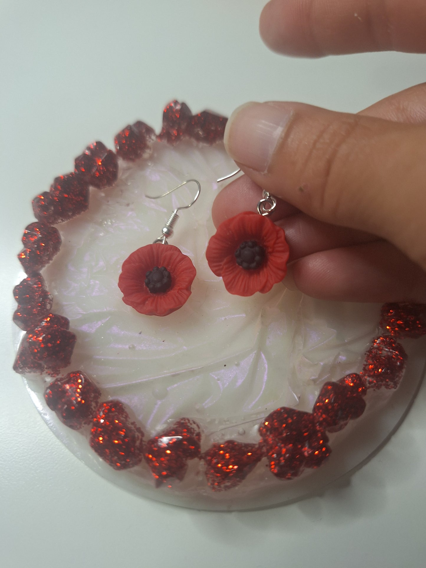 Boucles d'oreilles coquelicot
