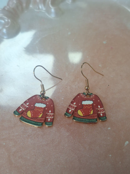 Boucles d'oreilles pull de noel