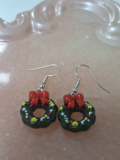 Boucles d'oreilles couronne de Noël
