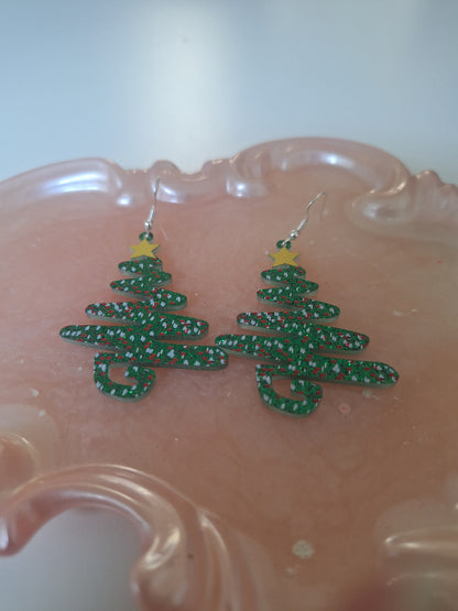 Boucles d'oreilles sapin de Noël