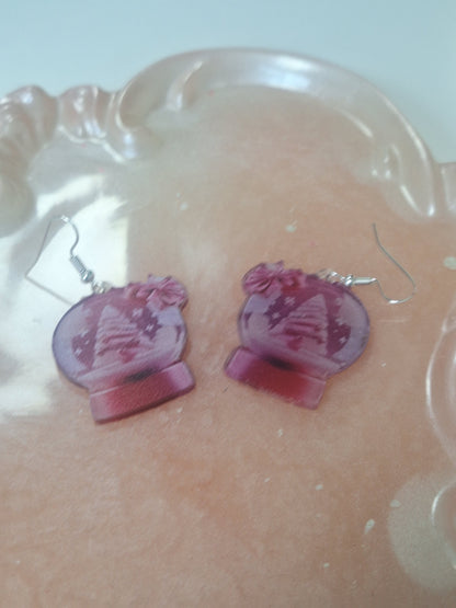 Boucles d'oreilles boule a neige