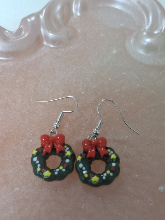 Boucles d'oreilles couronne de Noël