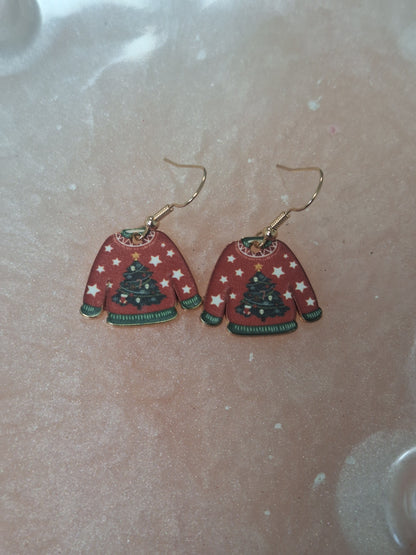 Boucles d'oreilles pull de noel
