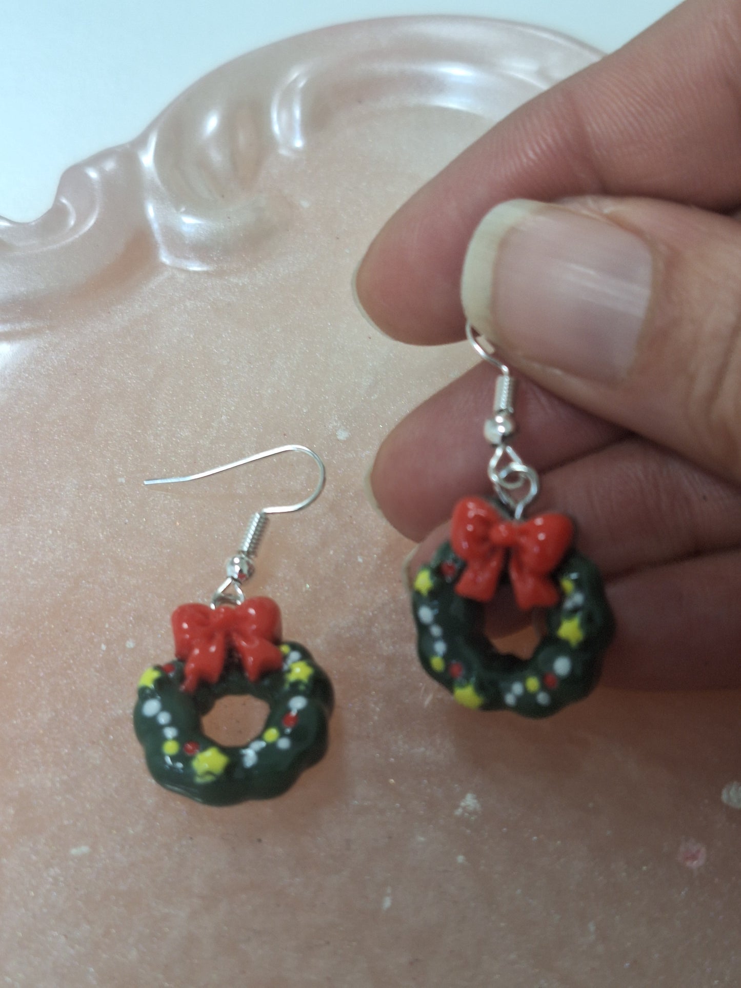 Boucles d'oreilles couronne de Noël