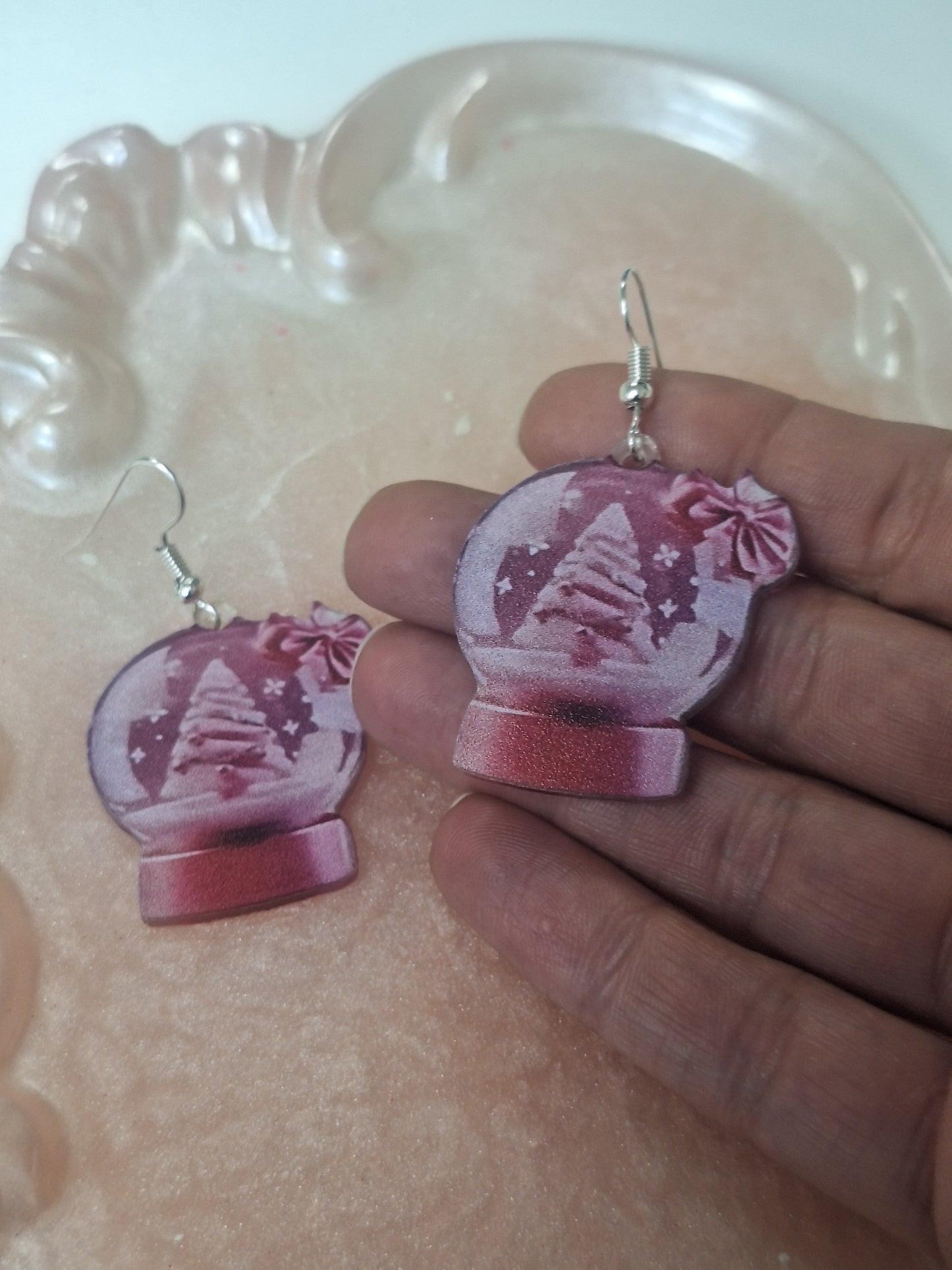 Boucles d'oreilles boule a neige