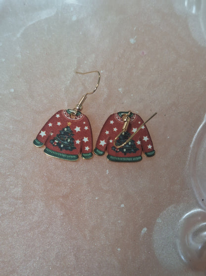 Boucles d'oreilles pull de noel