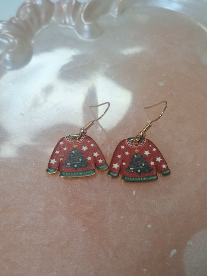 Boucles d'oreilles pull de noel