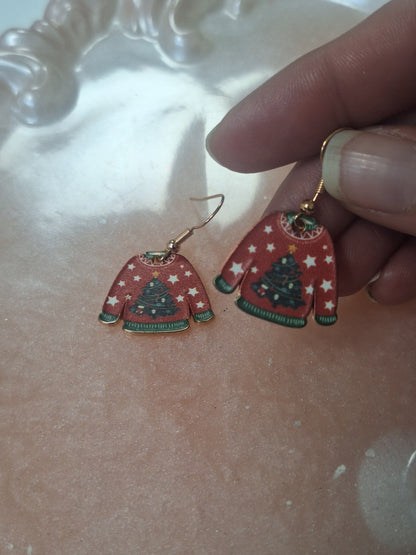 Boucles d'oreilles pull de noel