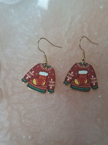 Boucles d'oreilles pull de noel
