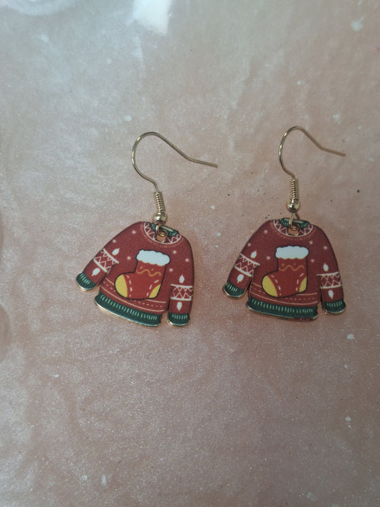 Boucles d'oreilles pull de noel