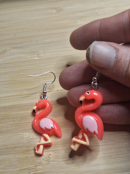 Boucles d'oreilles flamant rose